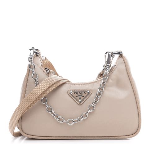 prada re-edition 2000 nylon mini-bag cameo beige|Prada Pre.